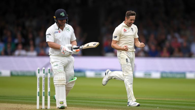 Chris Woakes took 6-17 as England bowled Ireland out for 38 at Lord's