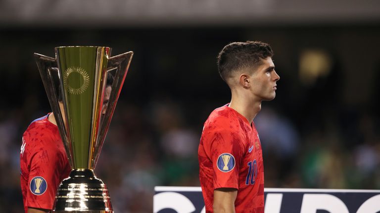 Christian Pulisic at the Gold Cup Final, which his USA side lost 1-0 to Mexico