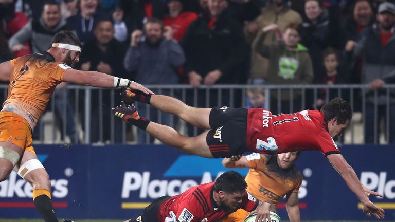 Codie Taylor scores the first try for the Crusaders