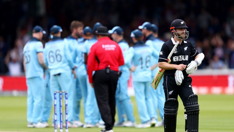 New Zealand captain Kane Williamson is dismissed in the World Cup final