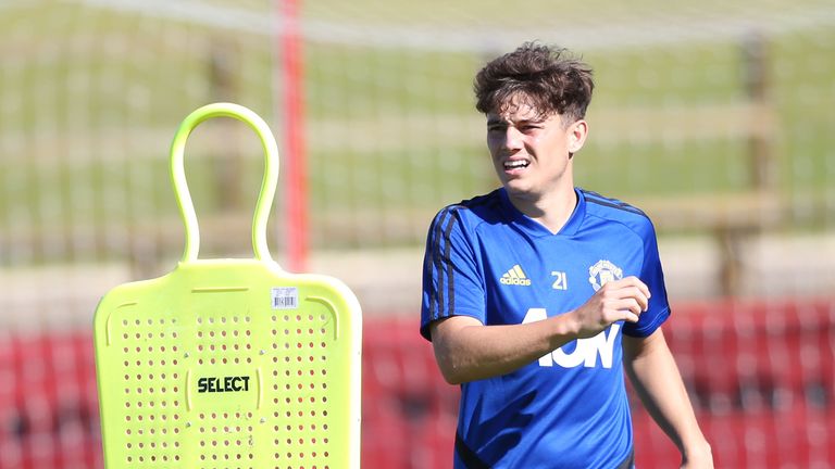 New signing Daniel James during a training session on Manchester United&#39;s pre-season tour of Australia