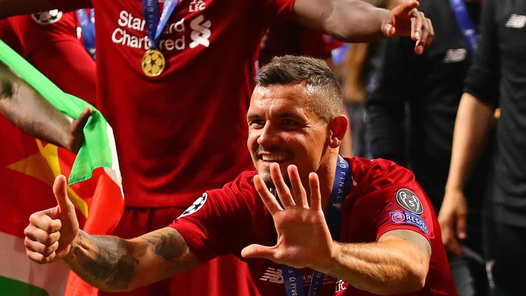 Dejan Lovren celebrates Liverpool's Champions League win over Tottenham
