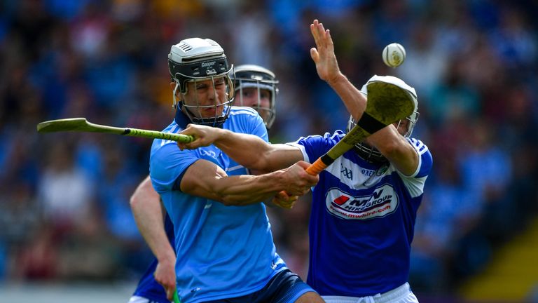 Cian Boland of Dublin battles with Joe Phelan of Laois