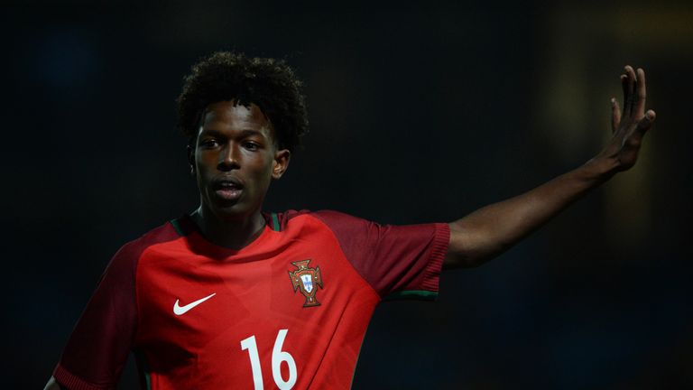 CHESTERFIELD, ENGLAND - NOVEMBER 08: Alexandre Felix Correia Sanches Andrade of Portugal 17s in action during the International Match between England U17 and Portugal U17 at Proact Stadium on November 8, 2017 in Chesterfield, England. (Photo by Nathan Stirk/Getty Images)