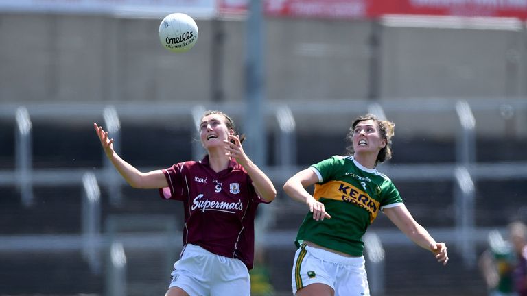 Áine McDonagh of Galway in action against Lorraine Scanlon of Kerry