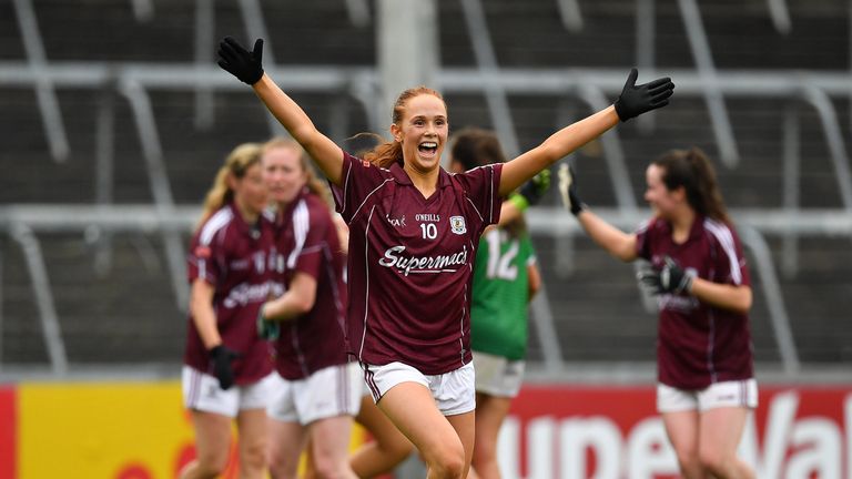 Olivia Divilly of Galway celebrates at full-time