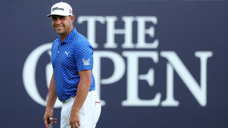 Gary Woodland during a practice round ahead of The Open
