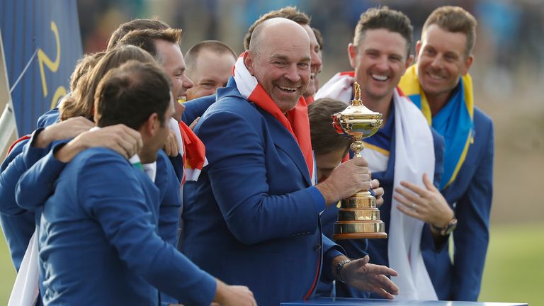 Europe celebrate winning the Ryder Cup in 2018 