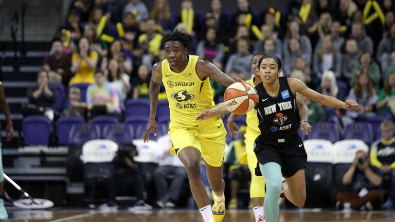 Natasha Howard in action for Seattle Storm against New York Liberty
