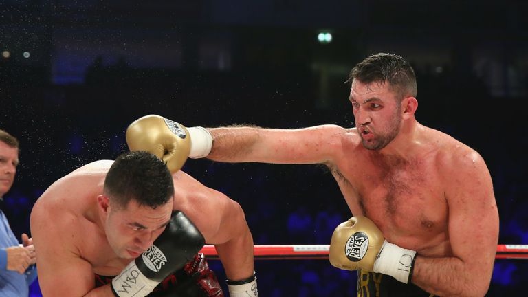 Joseph Parker Hughie Fury during the WBO World Heavyweight Title fight at Manchester Arena on September 23, 2017 in Manchester, England.