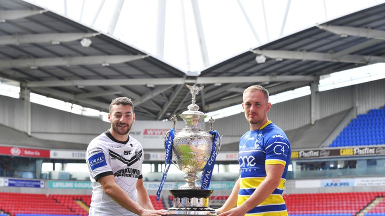 Picture by Simon Wilkinson/SWpix.com 22/07/2019 Rugby League Coral Challenge Cup Semi Final and Women's Coral Challenge Cup Final Previews. University of Bolton Stadium
Warrington, Leeds, Hull FC, Castleford, St. Helens , Halifax
Jake Connor and Ben Currie