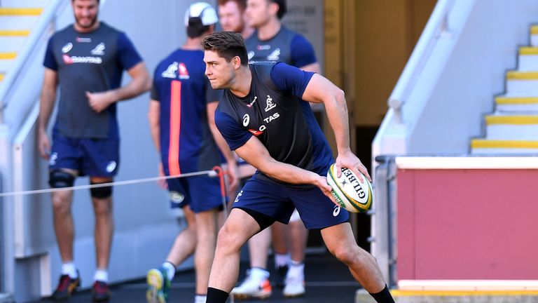 Australia's James O'Connor trains at the Suncorp Stadium in Brisbane