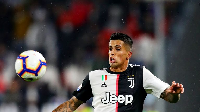 Joao Cancelo in action during the Serie A match vs Atalanta