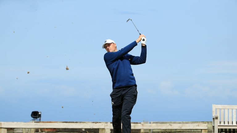 Jordan Spieth tees off on the sixth hole at Royal Portrush