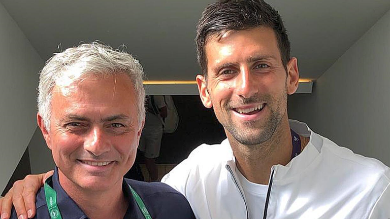 Jose Mourinho and Novak Djokovic at Wimbledon