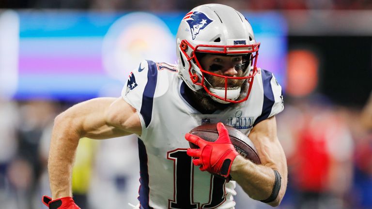 Julian Edelman during Super Bowl LIII at Mercedes-Benz Stadium on February 3, 2019 in Atlanta, Georgia.