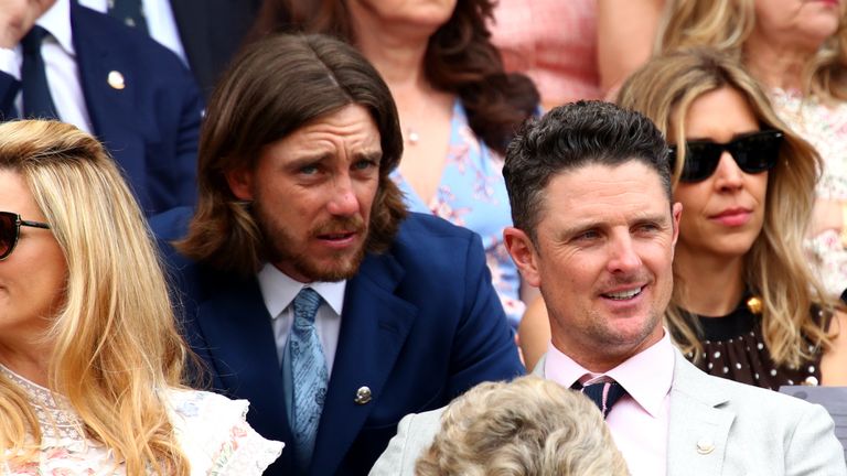 Justin Rose and Tommy Fleetwood in the Royal Box at Wimbledon