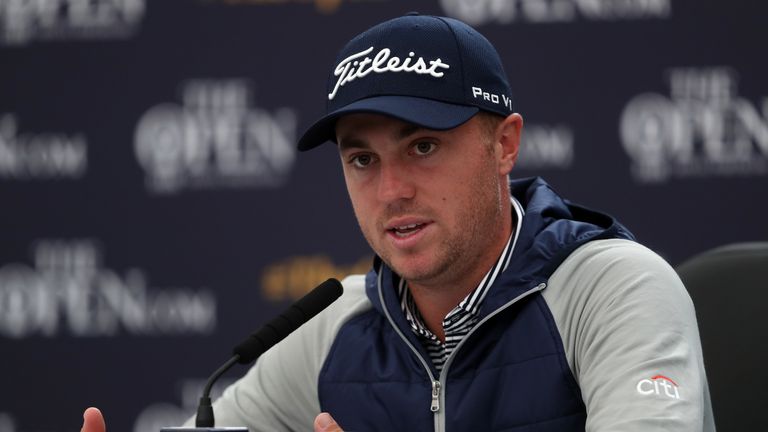 Justin Thomas at his press conference ahead of The Open