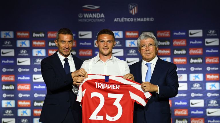 Kieran Trippier was unveiled as an Atletico Madrid player on Thursday