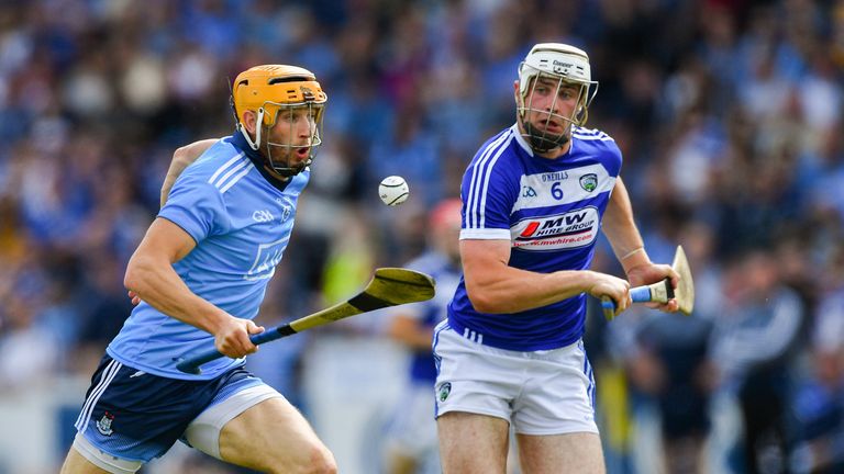 Eamonn Dillon of Dublin in action against Ryan Mullaney of Laois