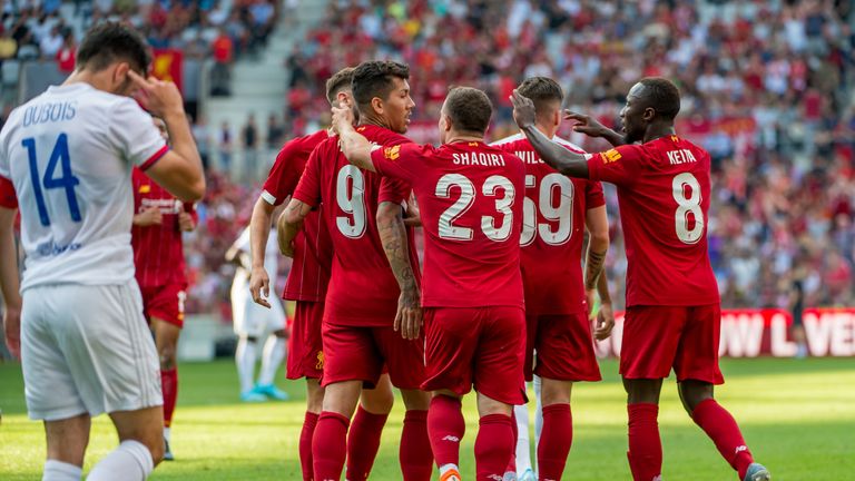 Liverpool celebrate Roberto Firmino's leveller 