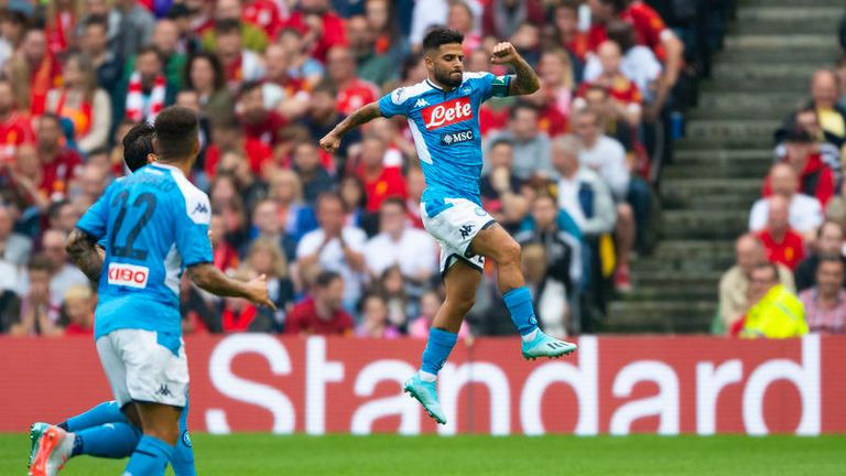 28/07/19 PRE SEASON FRIENDLY.LIVERPOOL V S.S.C. NAPOLI.BT MURRAYFIELD - EDINBURGH .Napoli...s Lorenzo Insigne celebrates his opening goal 