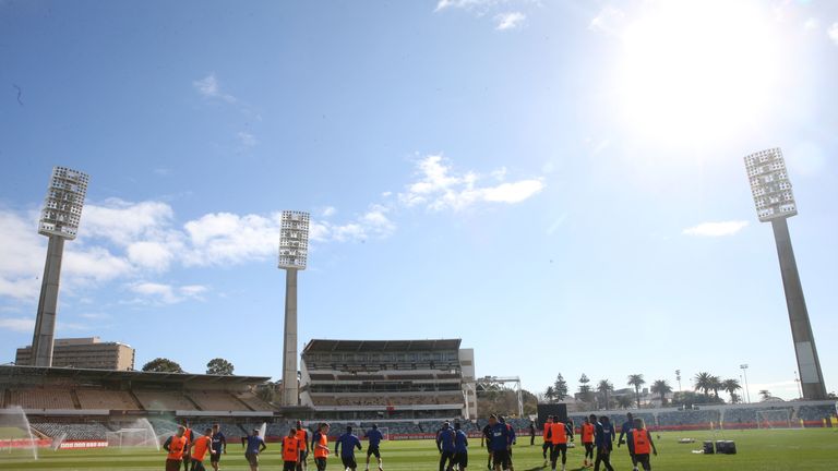 Manchester United trained under blue skies at the WACA in Perth 