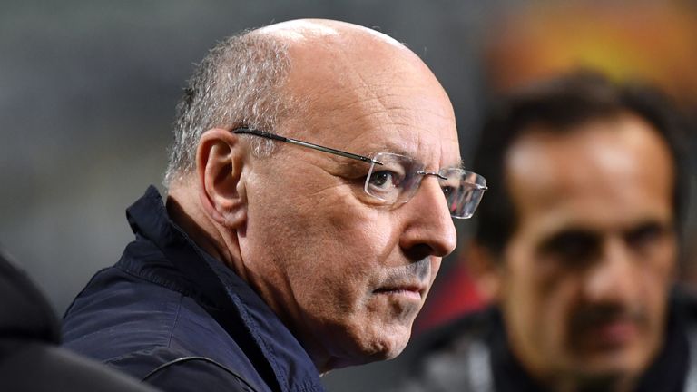 MILAN, ITALY - FEBRUARY 21: Giuseppe Marotta CEO of Inter during the UEFA Europa League Round of 32 Second Leg match between FC Internazionale and SK Rapid Wien at San Siro on February 21, 2019 in Milan, Italy. (Photo by Tullio Puglia/Getty Images)