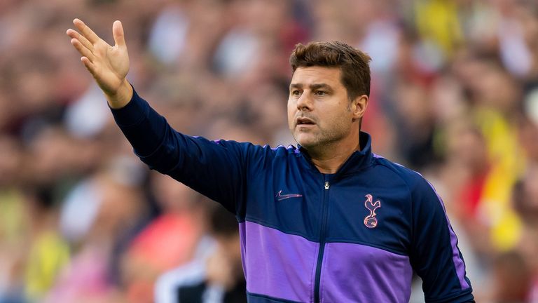 Head coach Mauricio Pochettino of Tottenham Hotspur gestures during the Audi cup 2019 semi final match between Real Madrid and Tottenham Hotspur at Allianz Arena on July 29, 2019 in Munich, Germany.