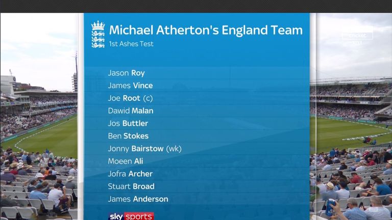 Michael Atherton's England team for the first Test against Australia