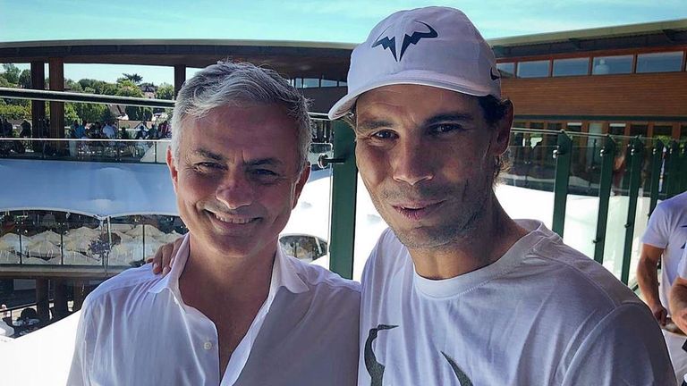 Jose Mourinho watched Rafael Nadal beat Nick Kyrgios on Thursday.