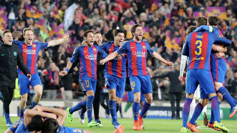 Neymar celebrates for Barcelona 