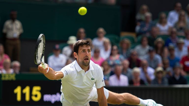 Djokovic at full stretch out on Centre Court