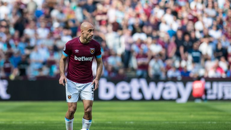 Pablo Zabaleta in action for West Ham in the Premier League