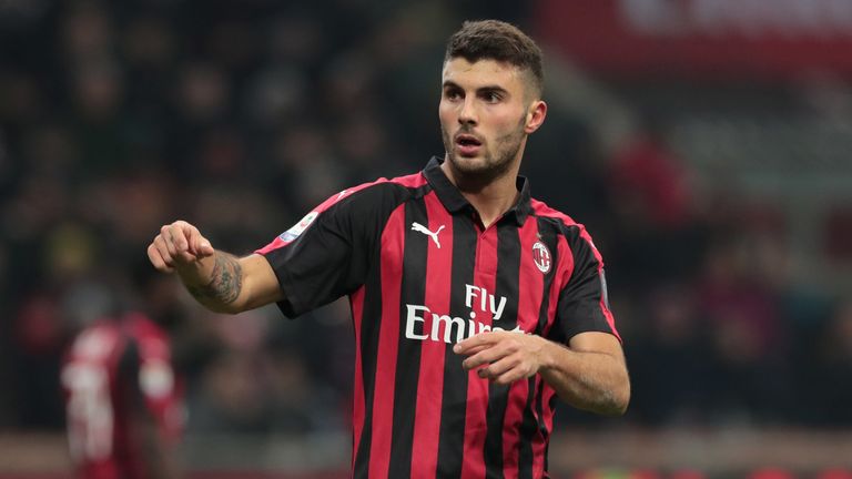 Patrick Cutrone during the Serie A match between AC Milan and SSC Napoli at Stadio Giuseppe Meazza on January 26, 2019 in Milan, Italy