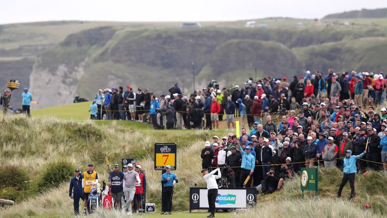 Paul Casey tees off on the seventh hole at Royal Portrush