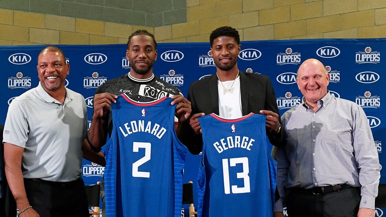 Kawhi Leonard and Paul George unveiled by the Los Angeles Clippers