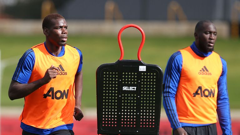 The focus was on Paul Pogba and Romelu Lukaku during Manchester United training