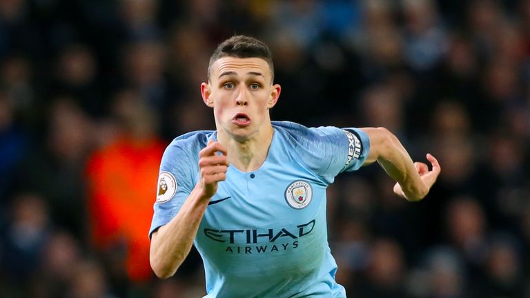 Manchester City midfielder Phil Foden in action