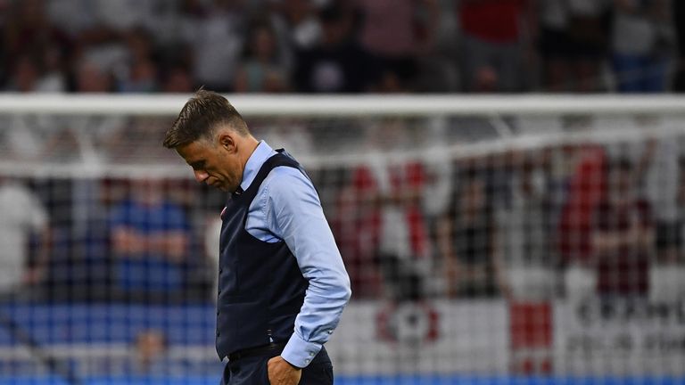 England Women's manager Phil Neville after the semi-final defeat