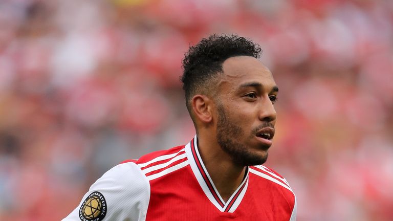 Pierre-Emerick Aubameyang in action for Arsenal against Real Madrid in the International Champions Cup