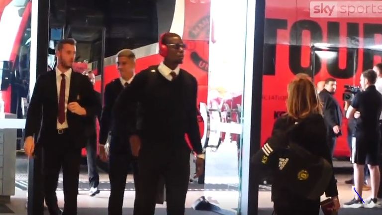 Paul Pogba and his Man Utd teamamtes arrive in Perth