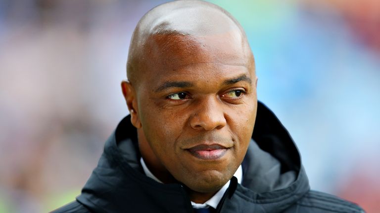 Quinton Fortune looks on before the Premier League match between Huddersfield Town and Manchester United at John Smith's Stadium on May 05, 2019 in Huddersfield, United Kingdom.