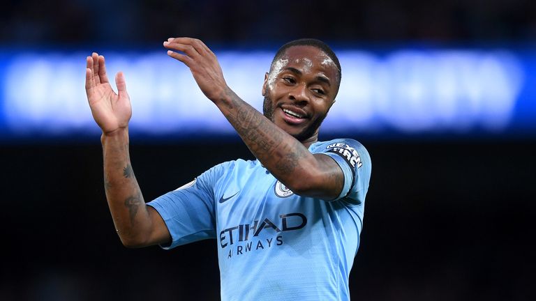 Raheem Sterling in action for Man City against Leicester