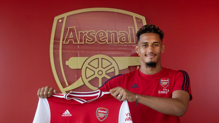 ST ALBANS, ENGLAND - JULY 23: Arsenal unveil new signing William Saliba at London Colney on July 23, 2019 in St Albans, England. (Photo by Alan Walter - Arsenal FC/Arsenal FC via Getty Images)