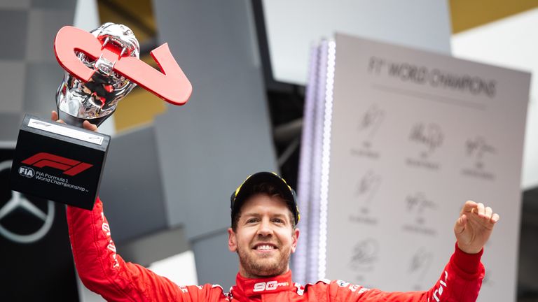 Four-time F1 champion Vettel shows his delight at having clinched second at Hockenheim