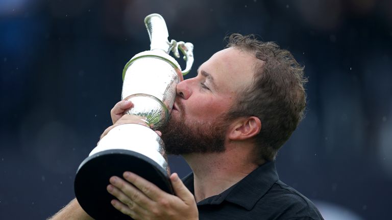 Republic of Ireland's Shane Lowry kisses the Claret Jug after winning The Open Championship 2019 at Royal Portrush Golf Club. 