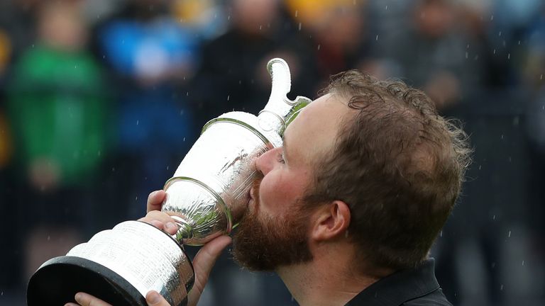 Republic of Ireland's Shane Lowry celebrates with Claret Jug after winning The Open Championship 2019 at Royal Portrush Golf Club