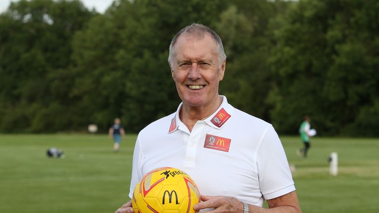Sir Geoff Hurst was in Earls Barton to surprise Groundsman Tony Sanders, winner of a McDonald’s Grassroots Football Award. McDonald’s is committed to celebrating grassroots heroes around the country 