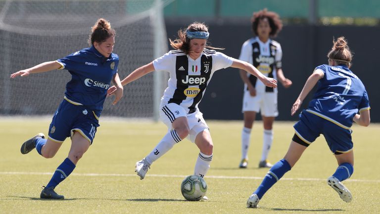 Sofie Junge Pedersen during the Women Serie A match between Hellas Verona Women and Juventus Women on April 20, 2019 in Verona, Italy.